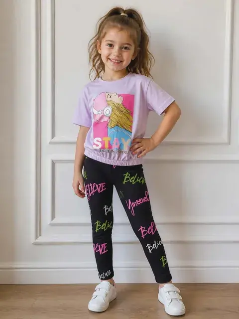 Komplet dziecięcy dla dziewczynki legginsy i bluzka 