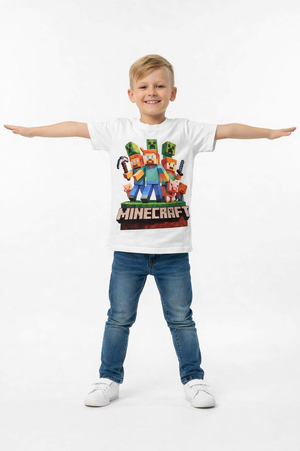 T-shirt dziecięcy Minecraft biały