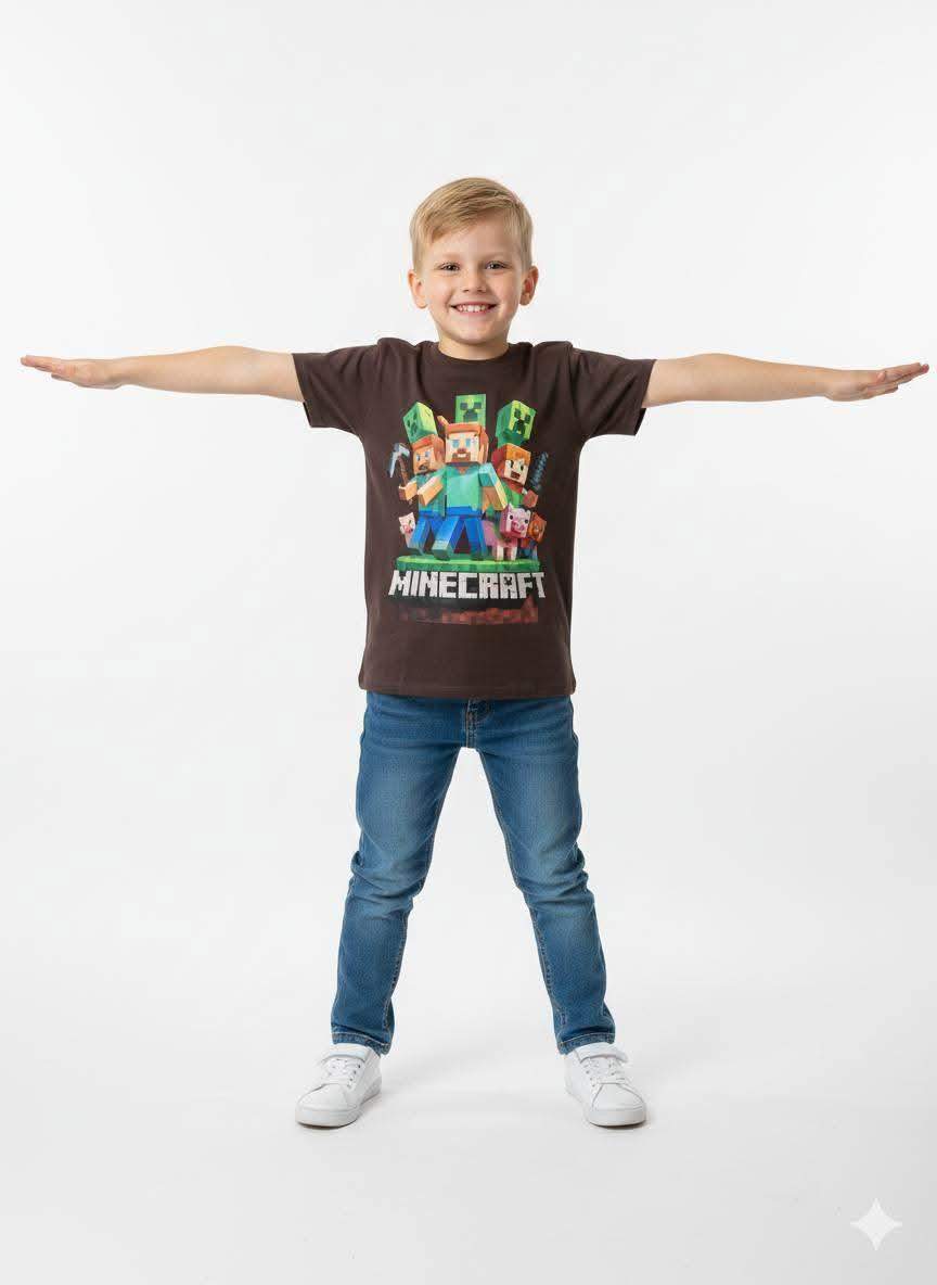 T-shirt dziecięcy Minecraft brązowy