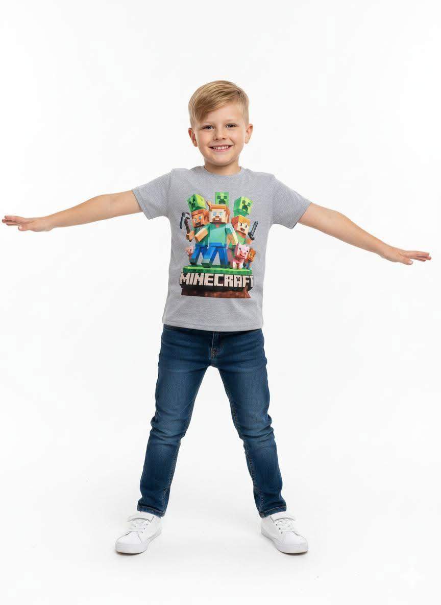 T-shirt dziecięcy Minecraft szary