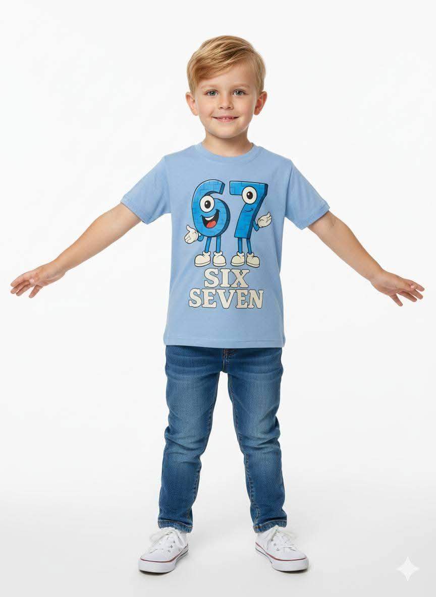 T-shirt z nadrukiem 67 Six Seven niebieski