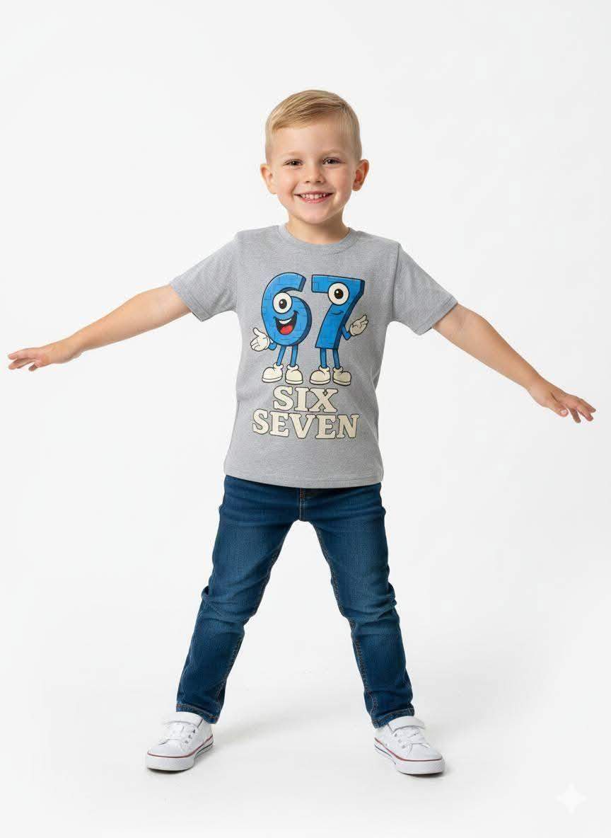 T-shirt z nadrukiem 67 Six Seven szary