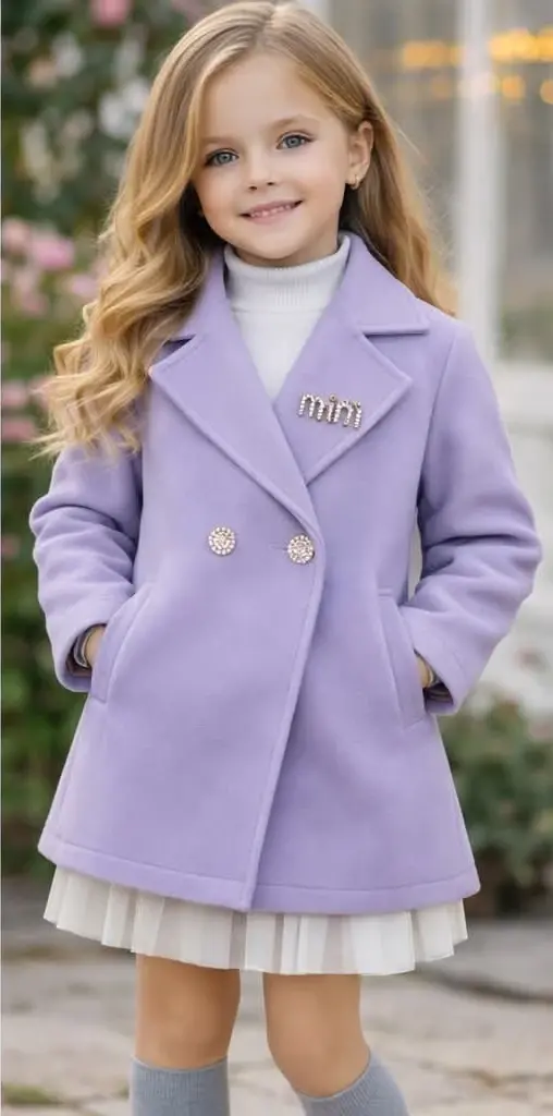 Wiosenny płaszczyk dziewczęcy z flauszu